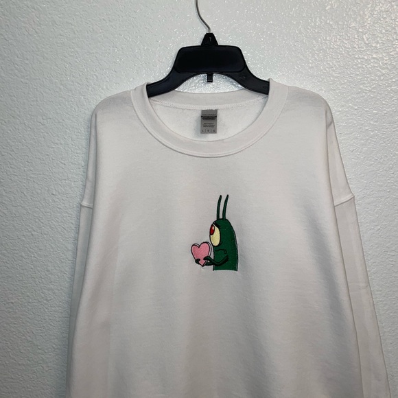 Plankton Heart Valentine White Sweatshirt - Picture 4 of 7